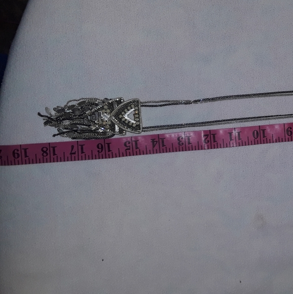 Stella & Dot Chiara Necklace Leather Backed Pendant w/Neutral Sparkle - Picture 10 of 12